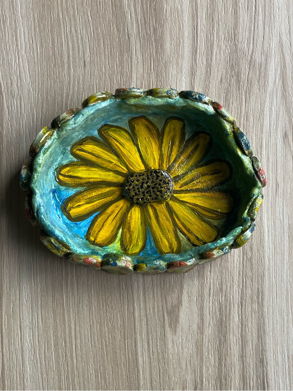 New Handmade Daisy Jewelry box or decorative item make from Clay